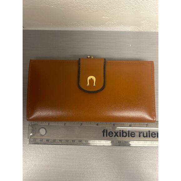 Vtg Classic Brown Cowhide Wallet Snap Bi-Fold Credit Cards Checkbook Photos NOS - Picture 9 of 10